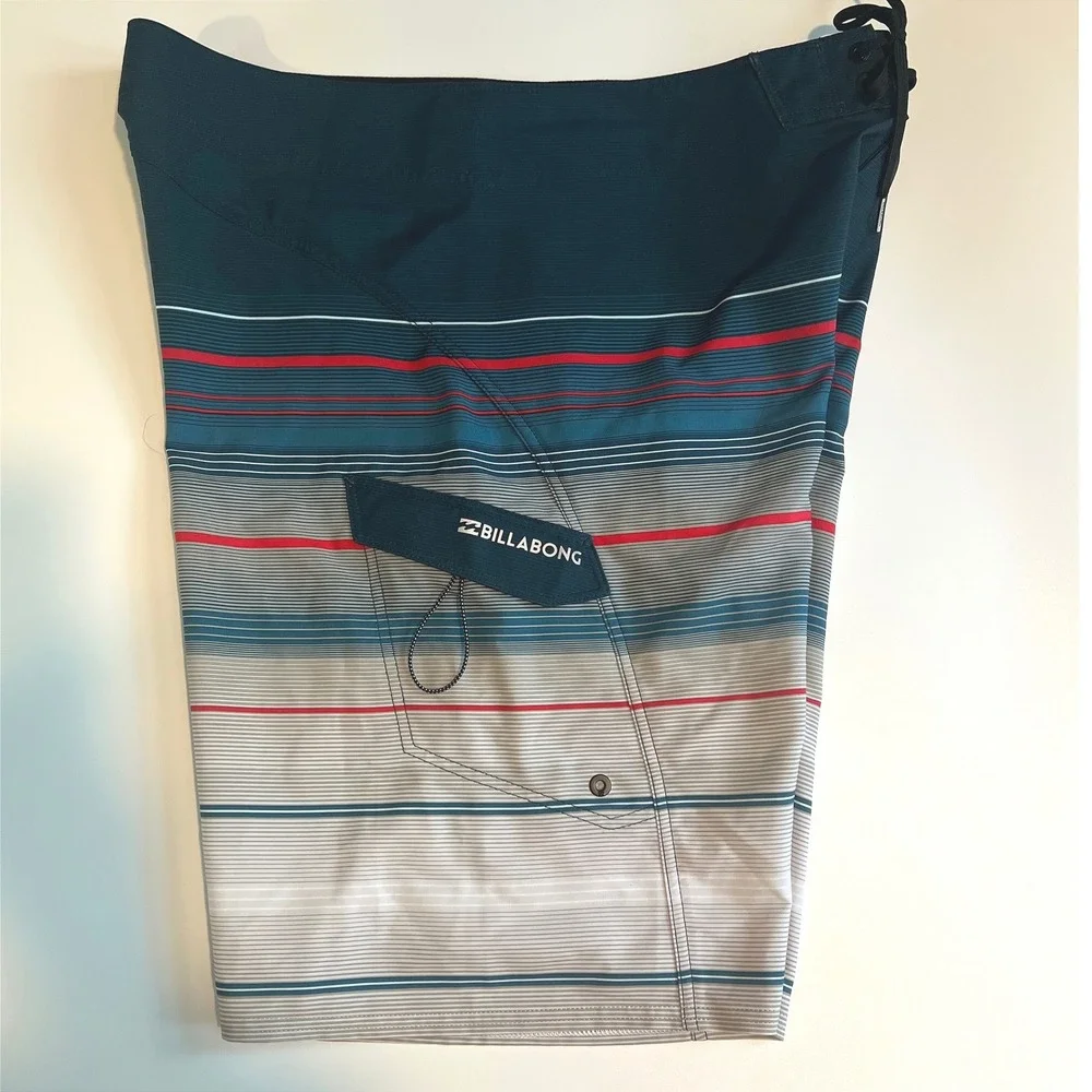 Billabong Men's 36 Board Shorts Navy Gray Stripe Platinum X Recycler Stretch